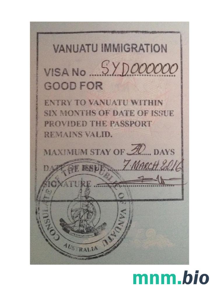 Vanuatu stamp visa przykład w PSD